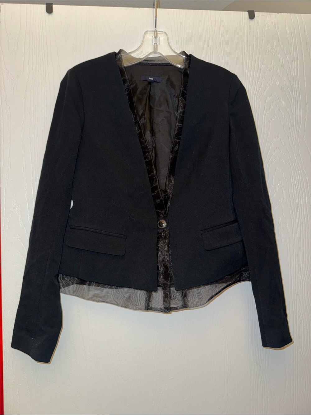 GAP Black Women's Single-Button Open-Front Blazer